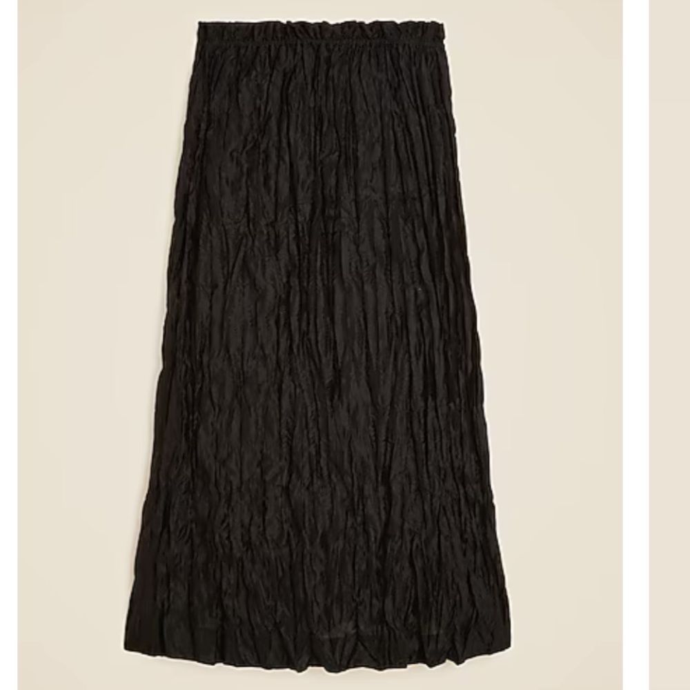J. Crew Black Crinkled gathered-waist maxi skirt